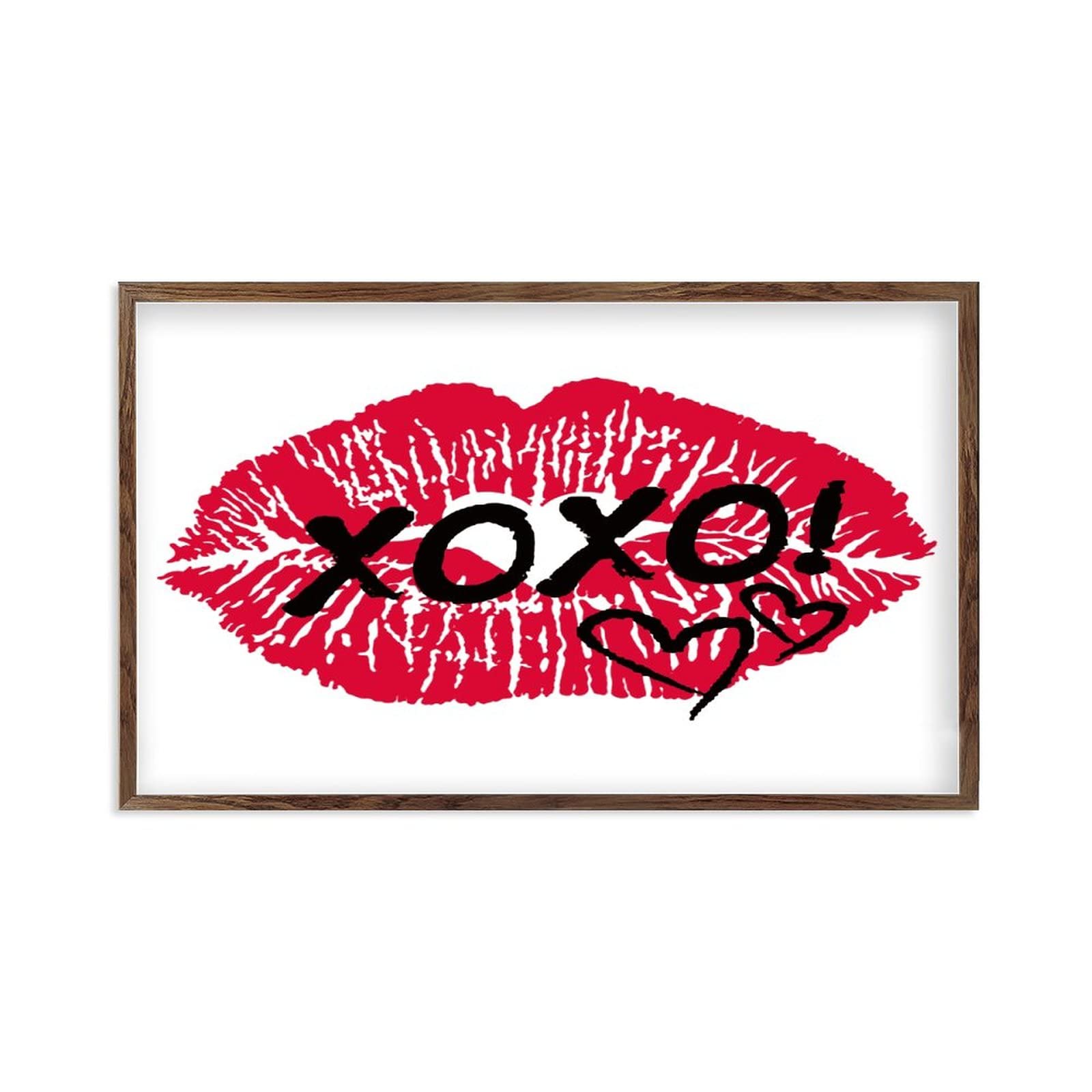 Motif lèvres de Saint-Valentin sur cadre bois cadeau romantique