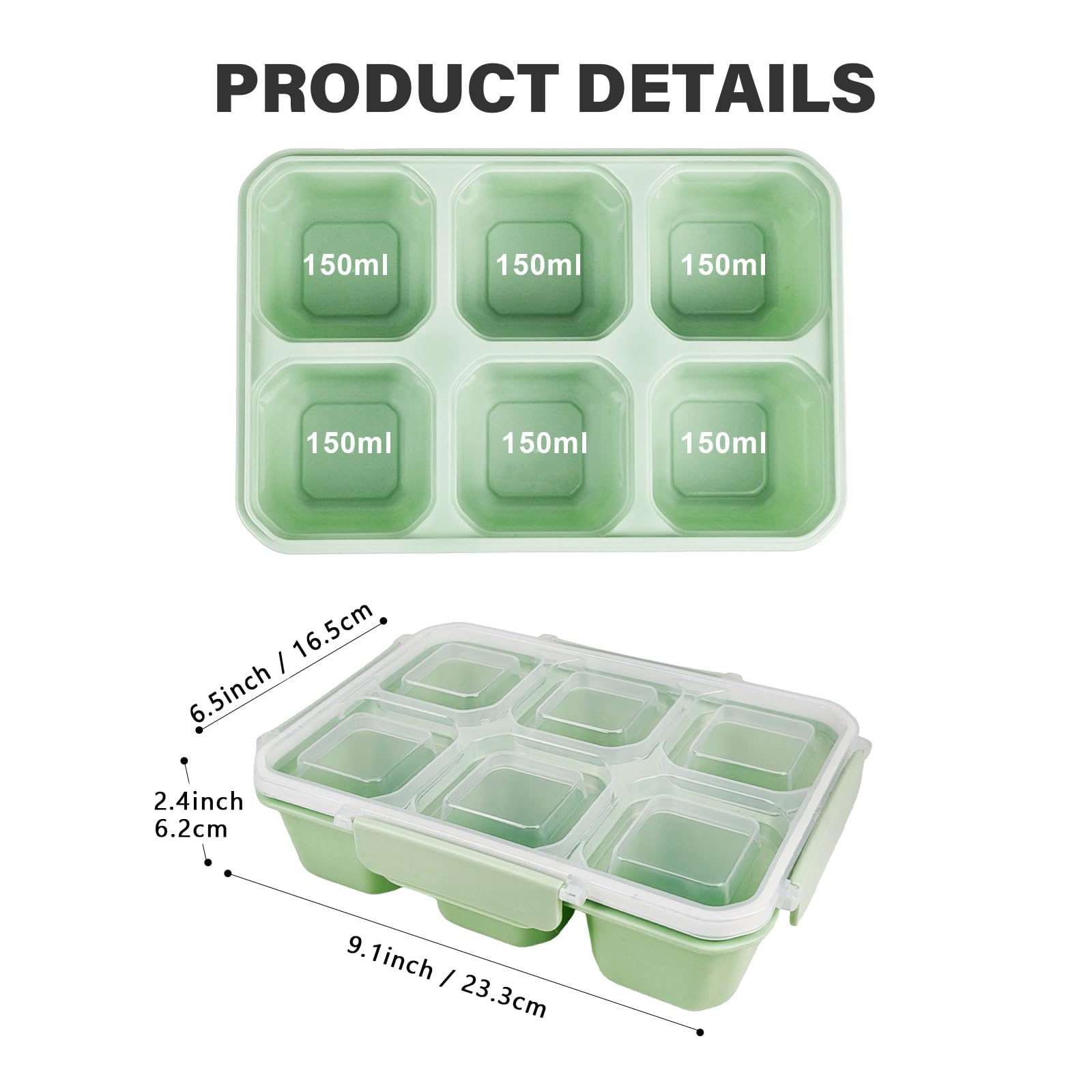 Rosenstein & Söhne scatole per meal prep: Set di 2 contenitori per il pranzo con 5 scomparti ciascuno, piccola scatola per salse, 1.300 ml, blu. (contenitori per il pranzo con linguette di chiusura