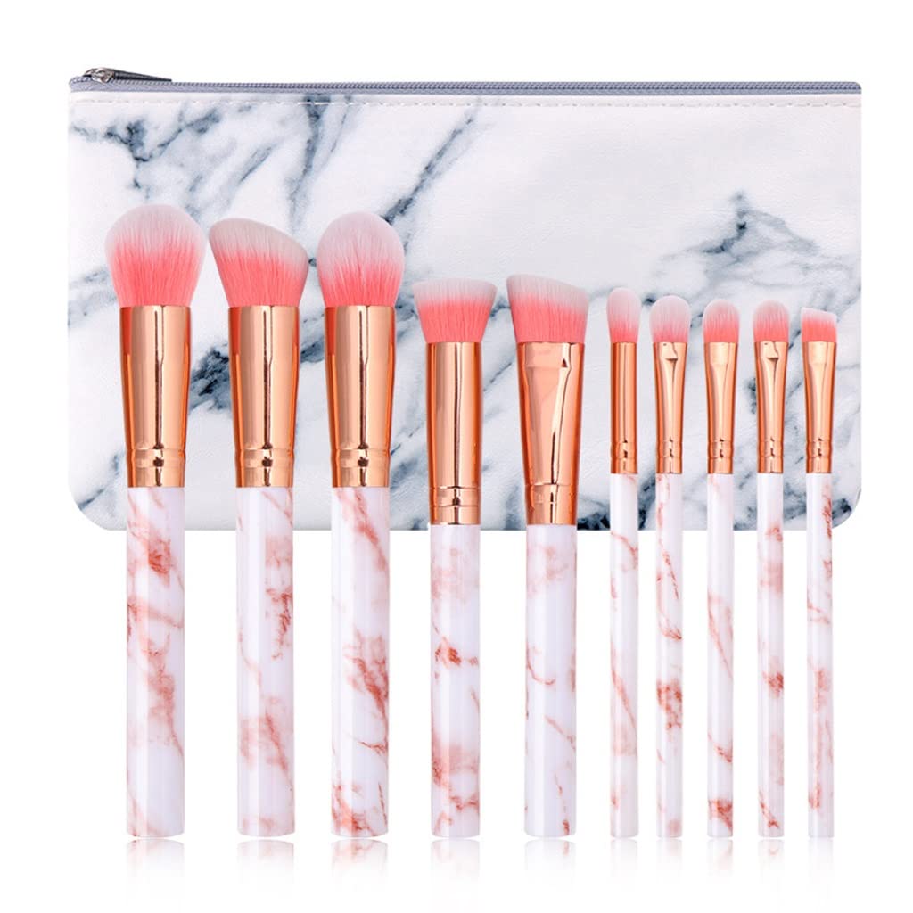 Juego de brochas de Maquillaje de mármol Herramientas de Belleza Cepillo Suelto Son Juego Completo de Herramientas de Belleza(3-Pack)