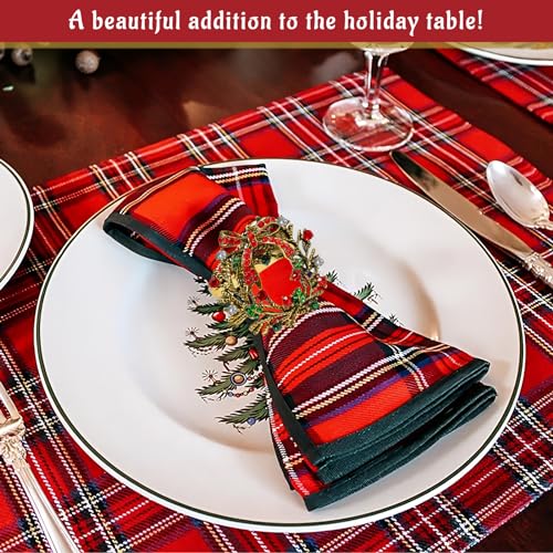 Image of Legigo Set of 6 Christmas Wreath Napkin Rings Set- Metal Xmas Napkin Ring Holders for Cloth Napkins, Christmas Holiday Party Dinner Table Decoration