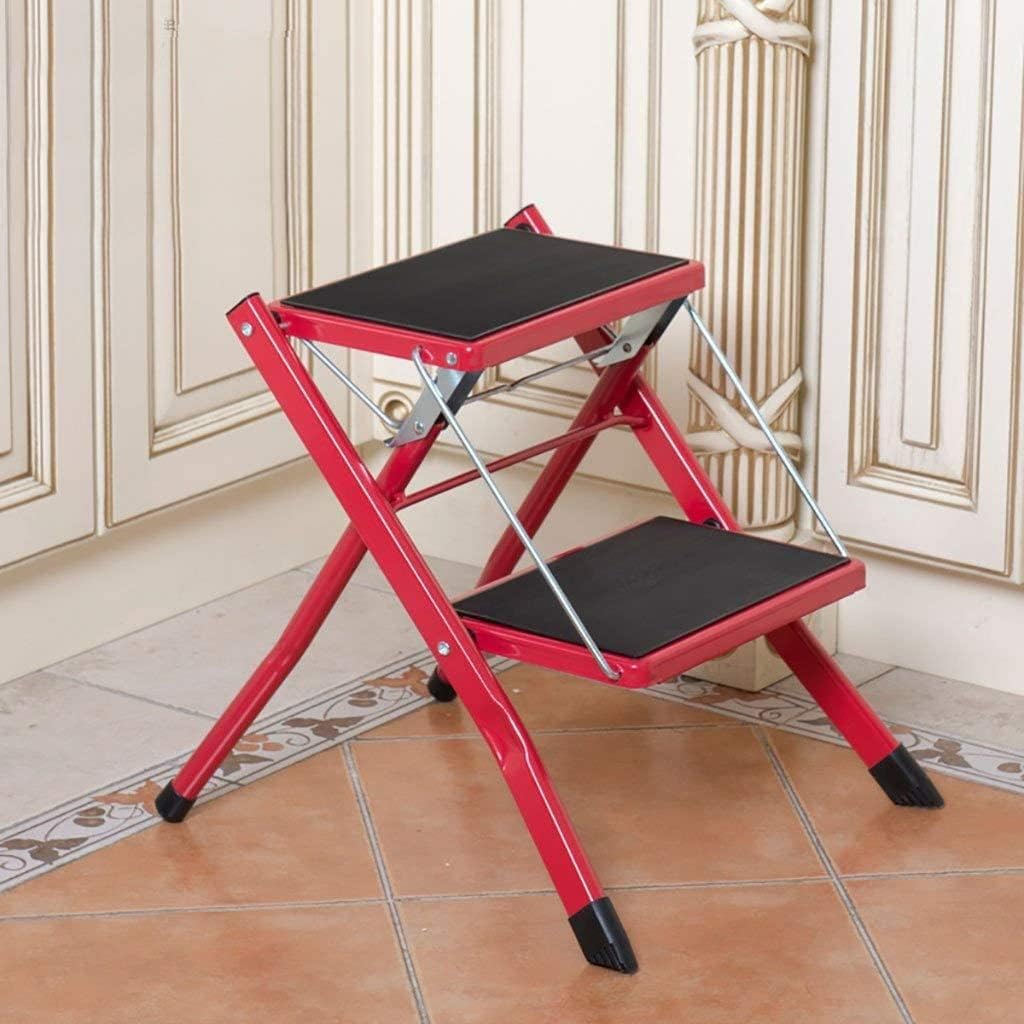 OKUOKA Outdoor Home Dual-Purpose Step Stool,Chair Seat Ladder Stair Step to Expand Multi-Function Dual-Use Stool, Ladder Chair (42 * 48 * 41.5Cm),White