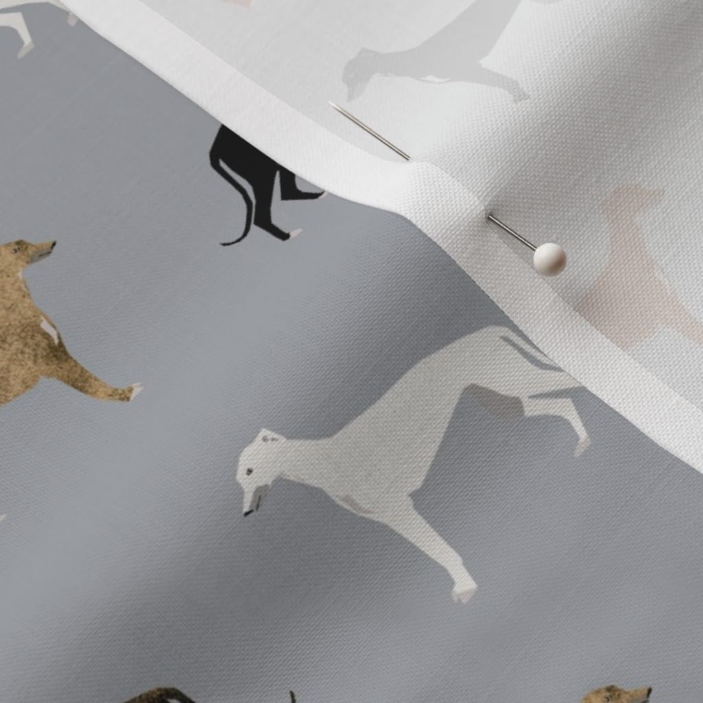 Spoonflower Fabric - Greyhounds Pattern Grey Greyhound Dog Dogs Puppy Home Decor Pet Printed on Petal Signature Cotton Fabric by The Yard - Sewing Quilting Apparel Crafts Decor