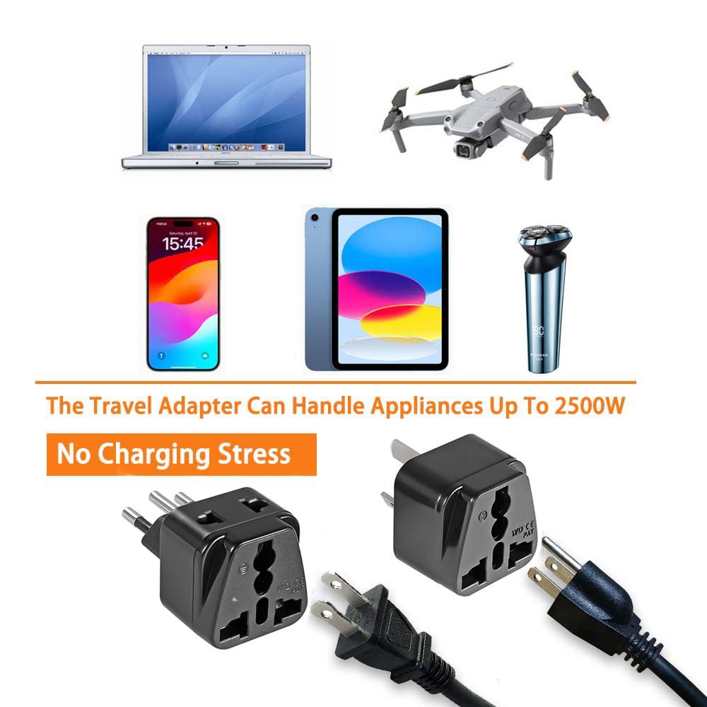 Adaptador de viaje universal, enchufe tipo A a Argentina, Uruguay, Australia, Suiza y Brasil, negro
