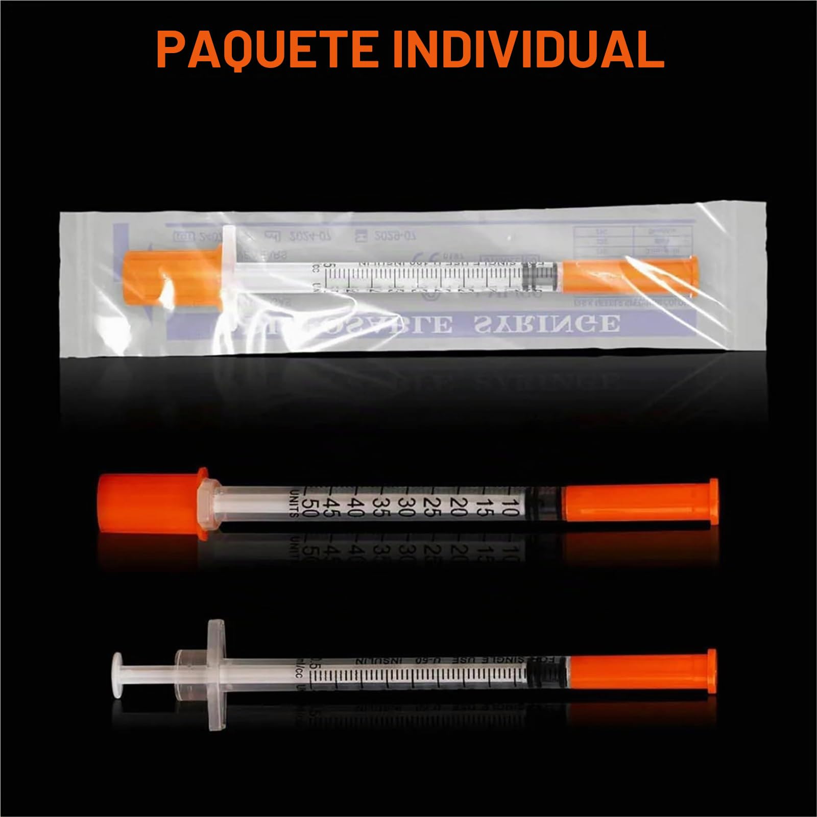 100 jeringas desechables de 0,5 ml para uso veterinario, animal y laboratorio