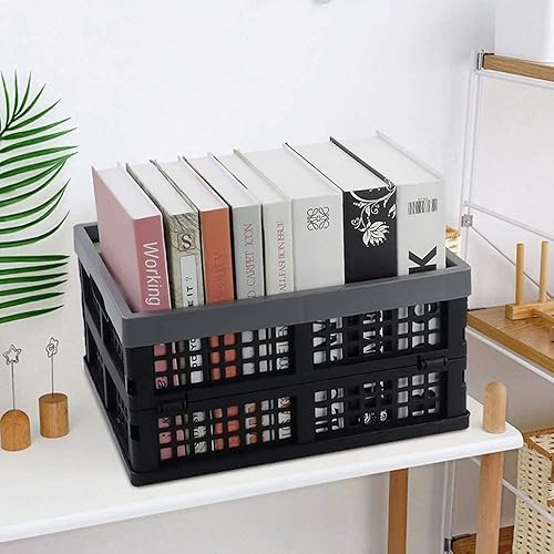 Miniatura 4 de Cesta plegable de plástico de 15 litros, caja plegable negra, juego de 3