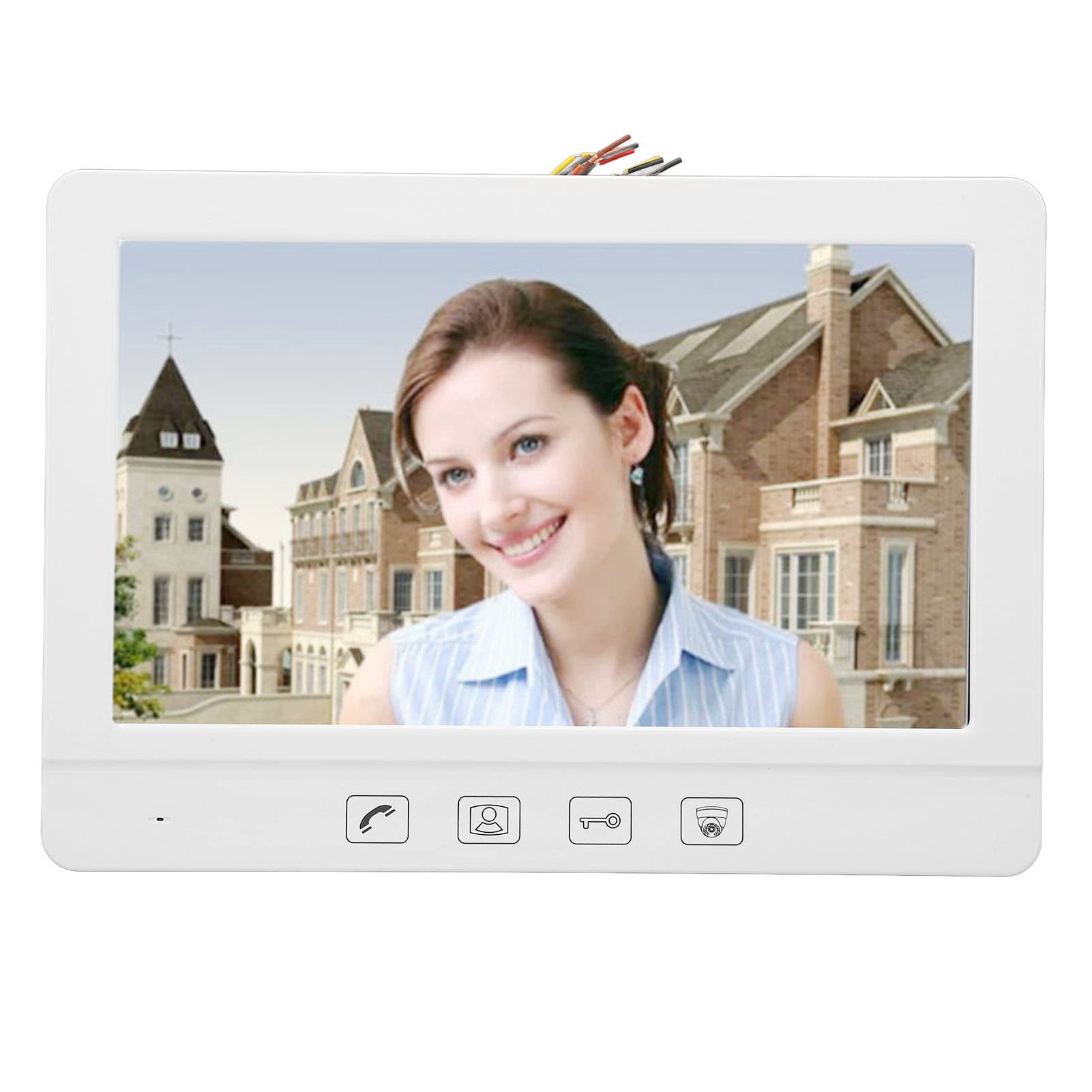 Generic Bezprzewodowy Wyświetlacz Domofonowy Nowoczesny Ceramiczny Biały 10,1-calowy Monitor Wideodomofonowy do Mieszkań/hoteli Materiał ABS (wtyczka UE)