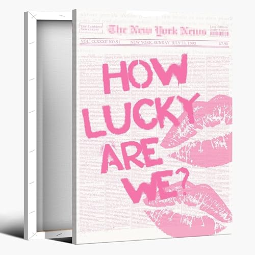 Miniatura 25 de Medpol Póster retro rosa de moda con texto en inglés «How Lucky Are We Lips Room Aesthetics» («How Lucky Are We Labios»)
