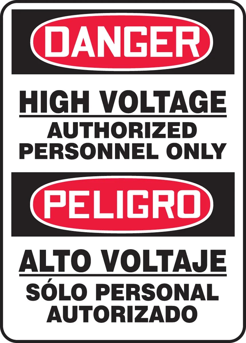 Panneau High Voltage de sécurité bilingue espagnol et anglais OSHA