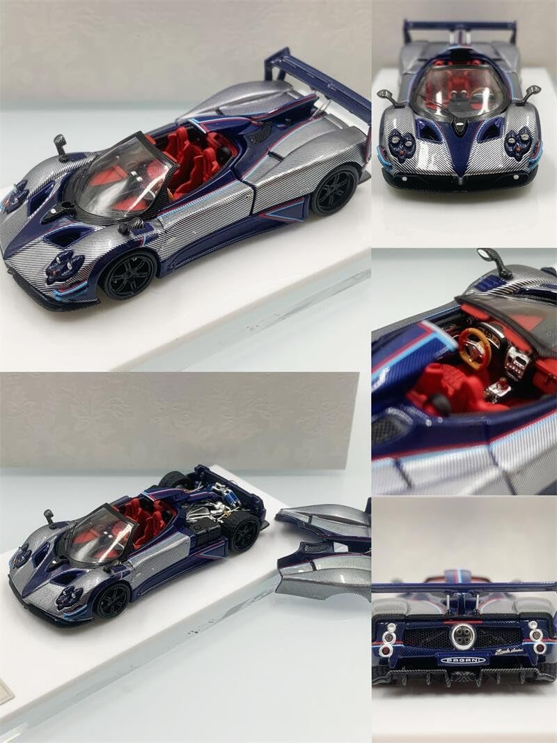 1:64 Pagani Zonda Arrivederci Diecast Car Model, Blue Carbon Fiber, Scale Replica with Removable Parts