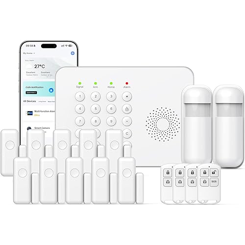 Wireless Home Security System WiFi/4G Home Alarm System with Phone APP Alert | Voice Control | No Subscription Fees | 24/7 Monitoring | Alexa Compatible
