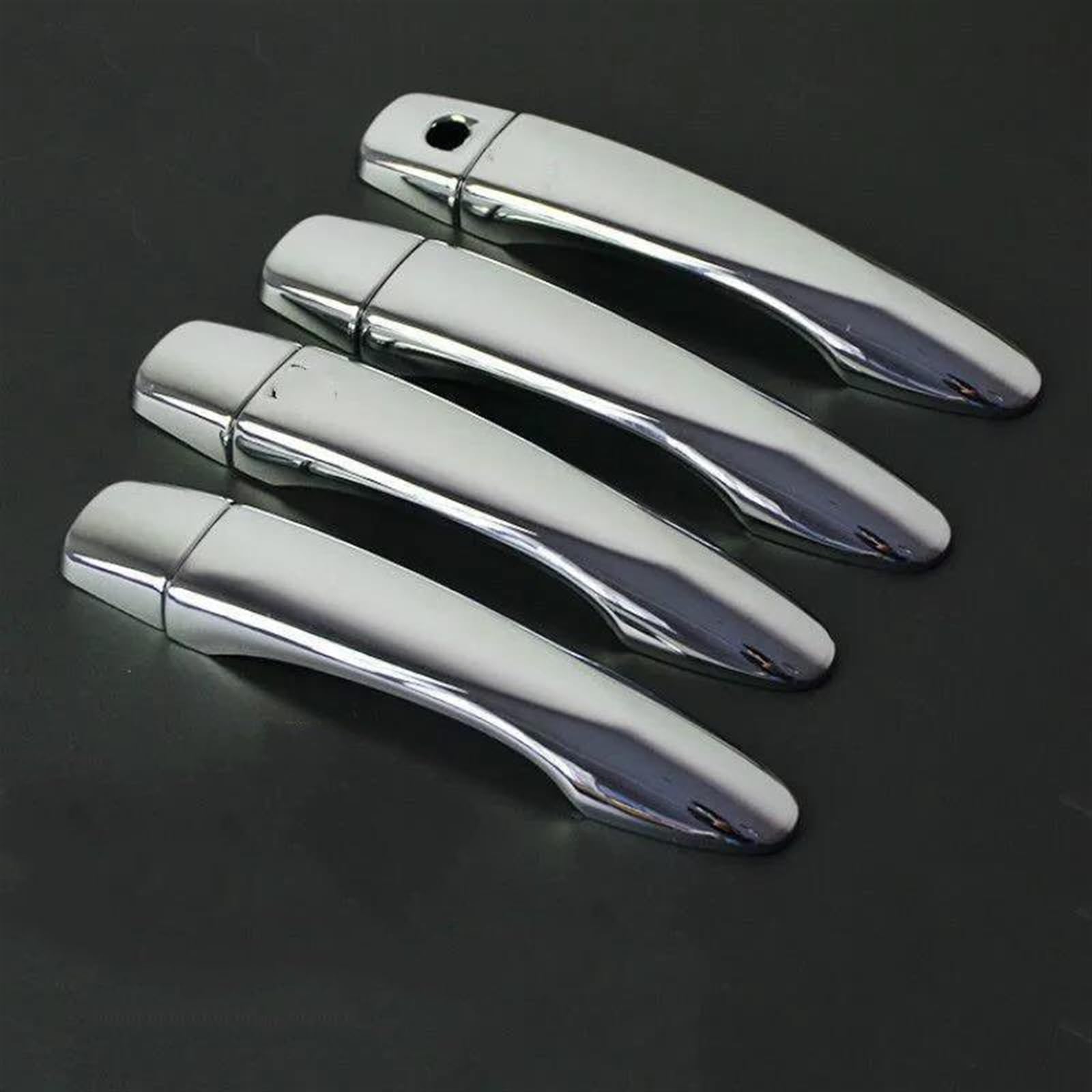 Noheeu Silver B Carbon Fiber Chrome Door Handle Cover For Nissan Sentra 2014 2015-2019 Catch Cap Trim Molding Accessories(Silver B)