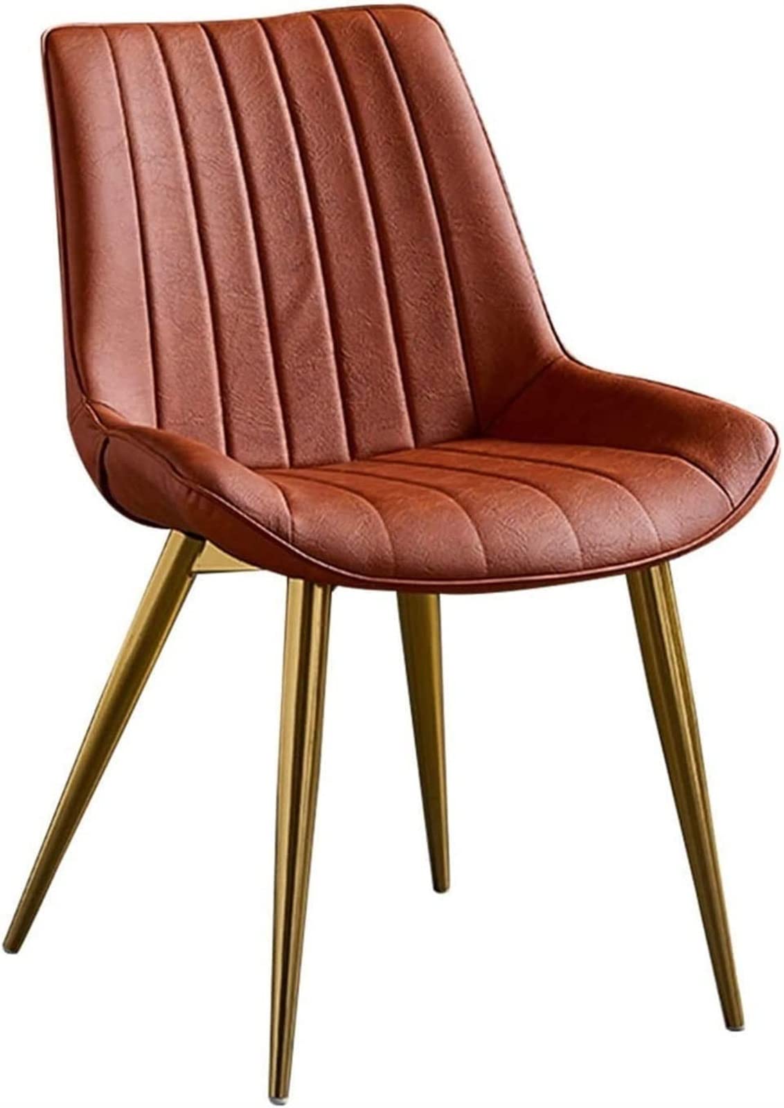 SJIALEN Modern PU Kitchen Dining Chairs, with Backrest Soft Cushion Dining Chairs Faux Leather Seat Golden Metal Legs Reception Chairs Kitchen Chair (Color : Orange, Size : 46x53x83cm)