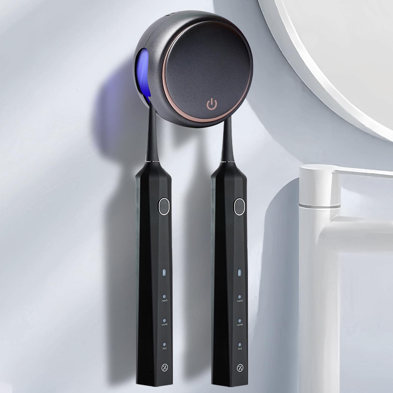 Sterilizzatore UV Per Spazzolini Da Denti - Portaspazzolino Da Parete Con Timer | Ricaricabile USB | Bianco