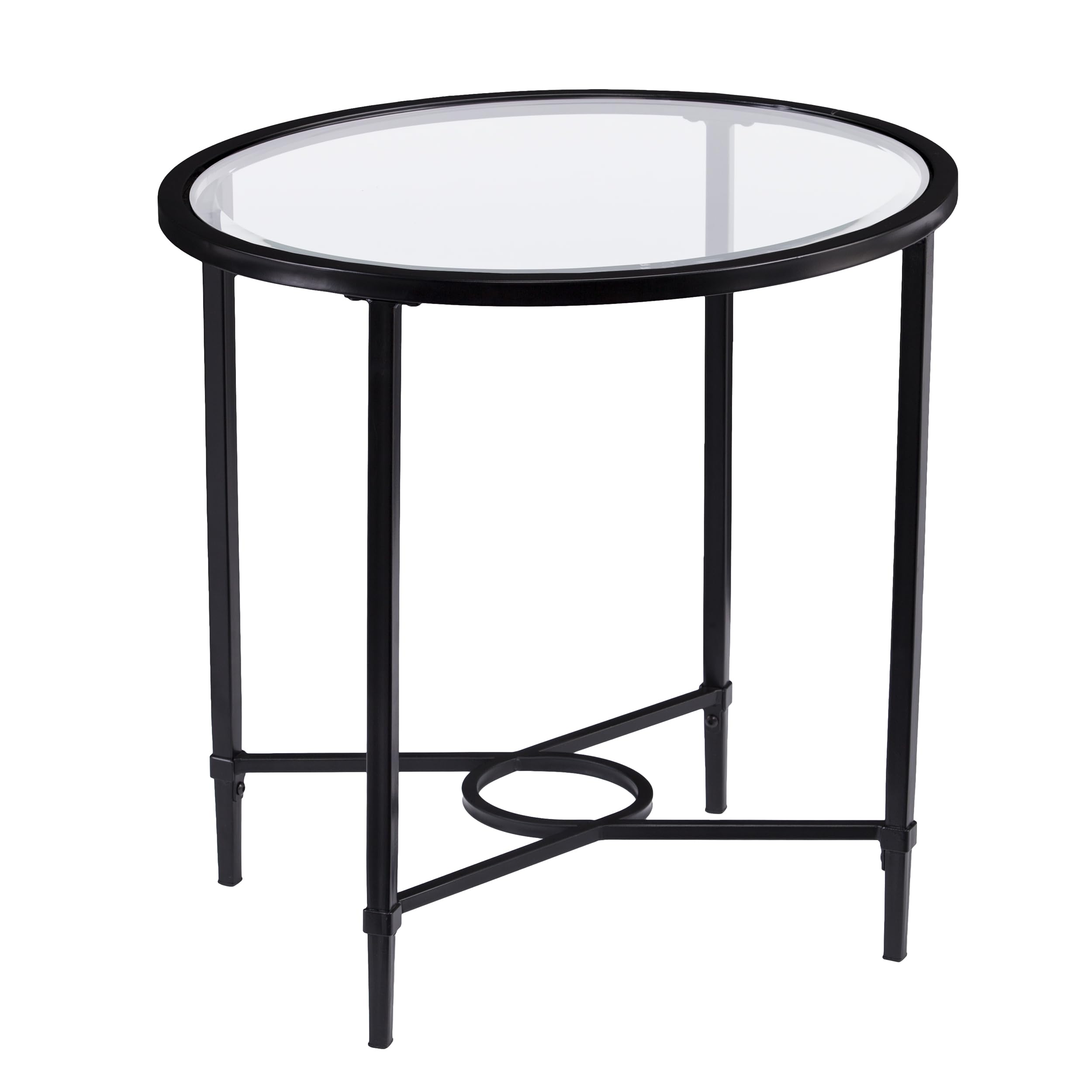 Southern Enterprises Quinton Metal/Glass Oval Side Table, Black