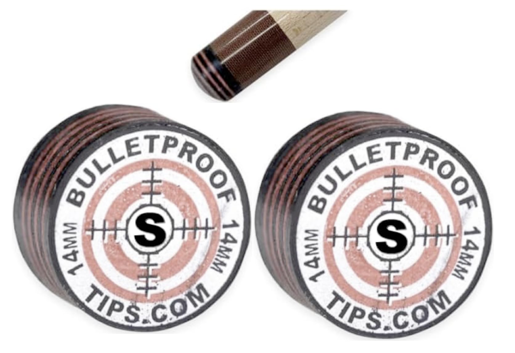 Bulletproof Billiards AIM (Accuracy Improving Multi-Layer) 11 Layer Laminated Japanese Pigskin Playing Tip – Pool Stick Tips, Billiard Set Accessories – 2 Pack (Hardness: Soft)