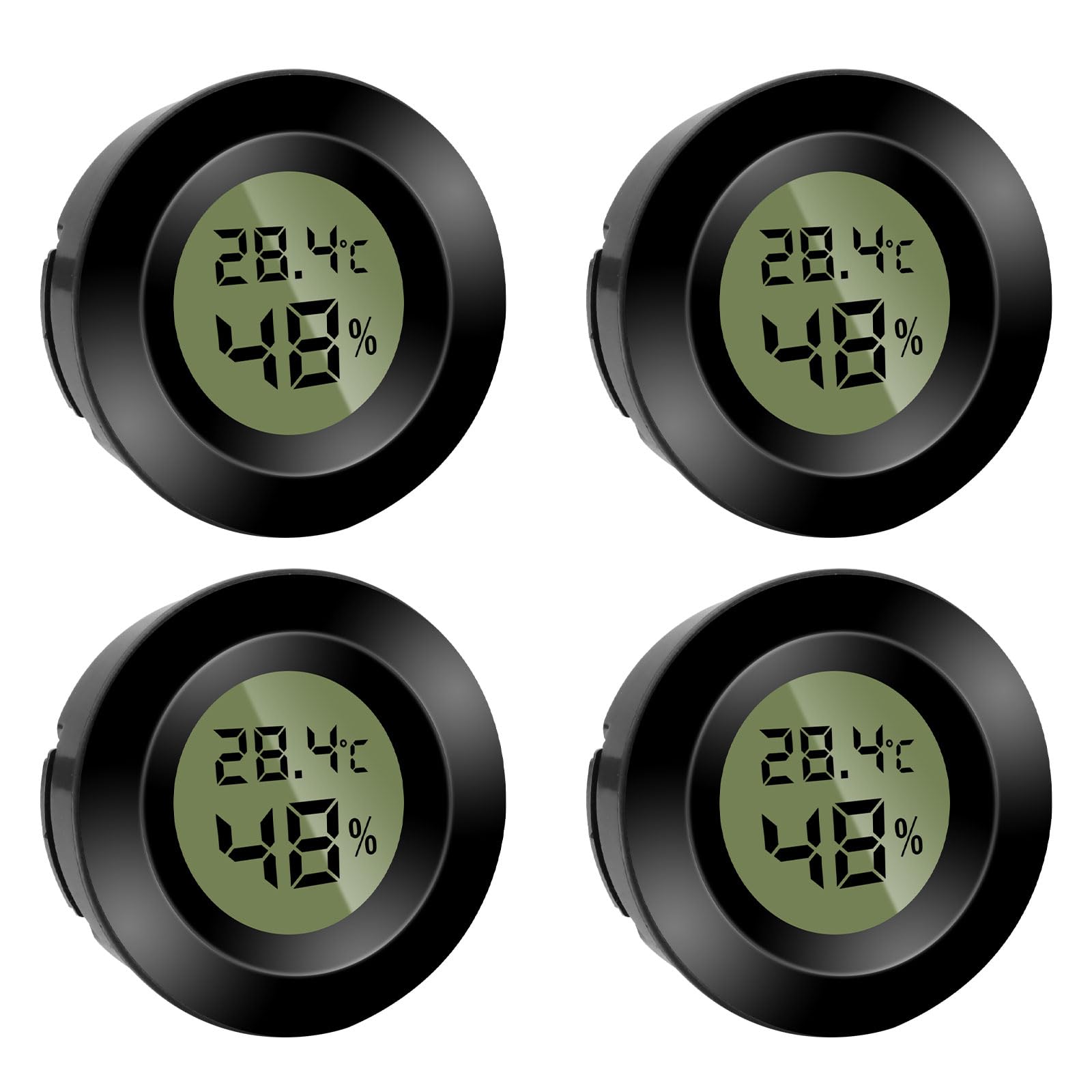4 Stück Mini Digital Hygrometer Thermometer Rund Luftfeuchtigkeitsmessgerät Temperatur Feuchtemessgerät Fahrenheit (℉) or Celsius(℃) für Innenraum Büro Wohnzimmer (Batterien Enthalten) (4) - 2