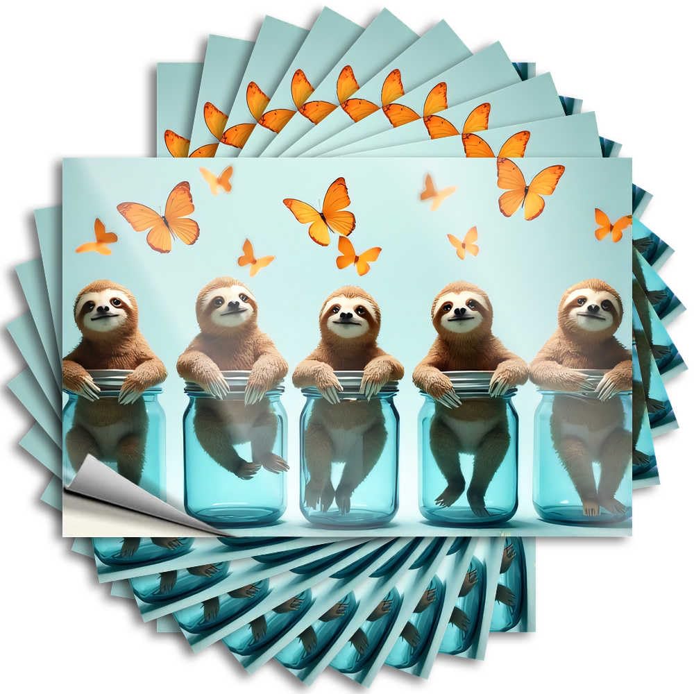 Sticker Kitchen Stuff Custom Stickers, Case Waterproof Sloths in Jars with Fluttering Butterflies for Hydro Flask | Great Vinyl Decals for Drinking Holiday Gift(12X18CM)