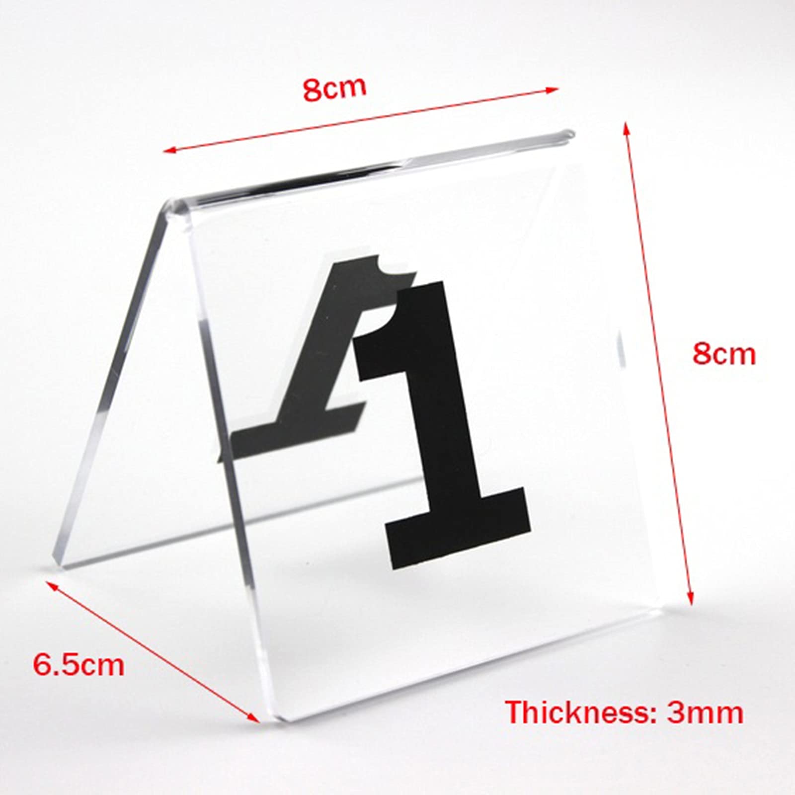 akrylowe tabliczki z numerami do restauracji, Tablica rejestracyjna na stół akrylowy Podwójne boki Przezroczyste 80x80 mm Numery 1-25 1-50 1-100(1 to 25)