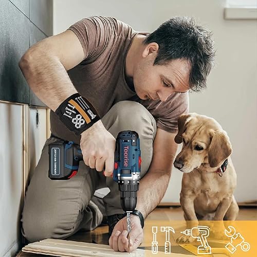 Miniatura 5 de Pulsera magnética para sujetar tornillos, clavos y herramientas, imanes fuertes, rojo