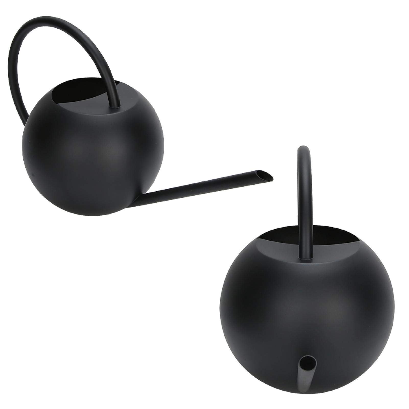 Long Spout Annaffiatoio in acciaio inox, 1 l, nero, per piante da interno ed esterno, superficie spazzolata con beccuccio di precisione