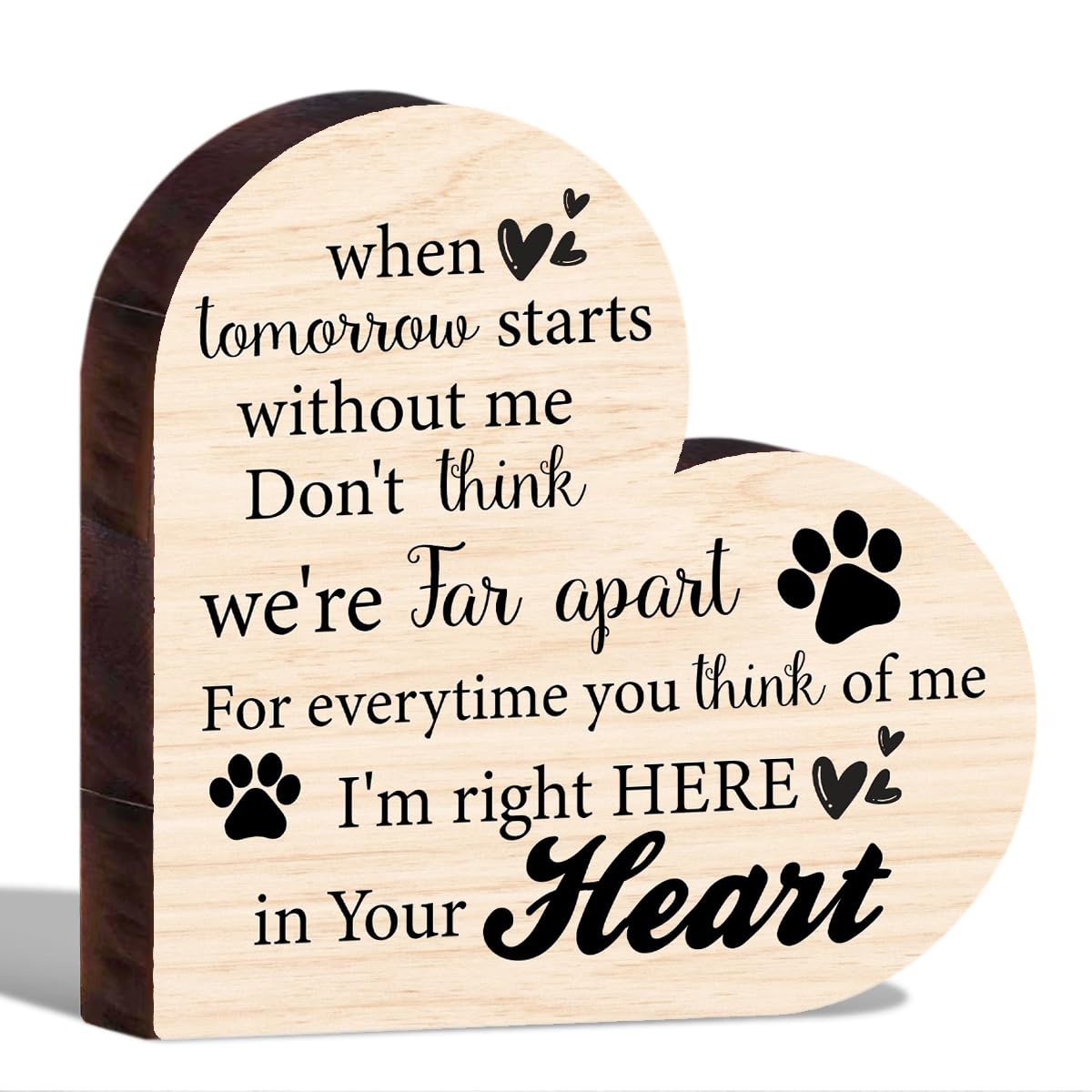 Condolence Gifts Sympathy Gifts for Loss of Dog Cat, Wooden Heart Shaped Desk Decorations, I Loved You Your Whole Life, I'll Miss You The Rest of The