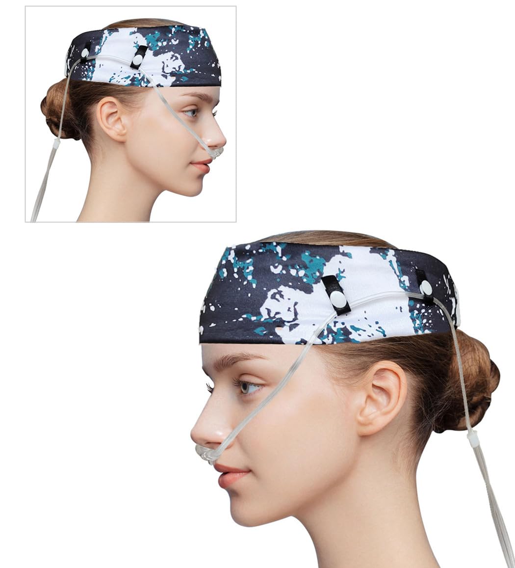 1Pcs Comfort Oxygen Nasal Cannula Headband, Oxygen Nasal Cannula Hairband，Ear Protectors for Oxygen Tubing，Elastic Oxygen Cannula Headband to Prevent Ear Soreness (Black-White)-picture-15