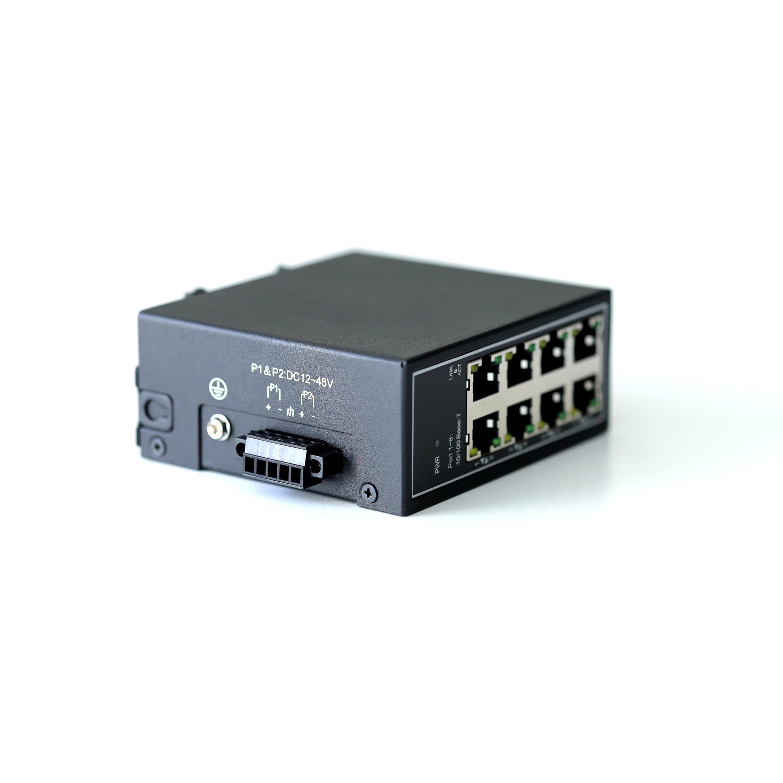 WDH-8ET-DC 10/100Mbps Switches Ethernet industriales de 8 Puertos no administrados con riel DIN/Montaje en Pared (Certificación UL, sin Ventilador, -30°C ~ 75°C)