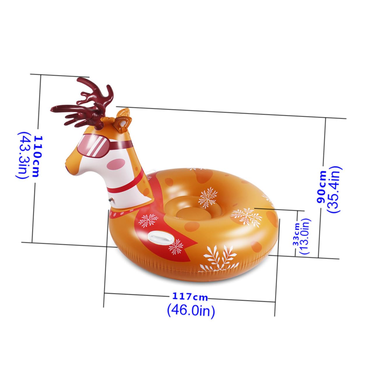 GOOHOCHY 1Pc Outdoor Snow Tube Inflatable Thickened Wear Resistant Sled for Winter Fun Durable and Low Temperature Resistant Adorable Deer Design for Adults