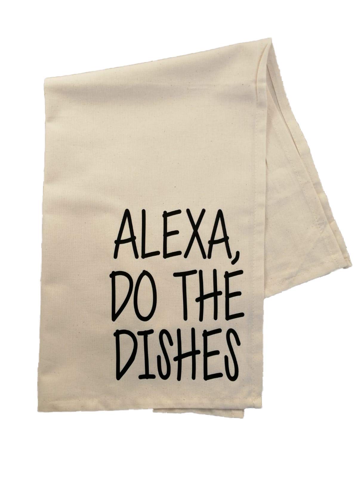 Willow Gifts Natural Alexa, Do The Dishes Tea Towel - Kitchen Cloth Drying Home Present Gift House (Natural)