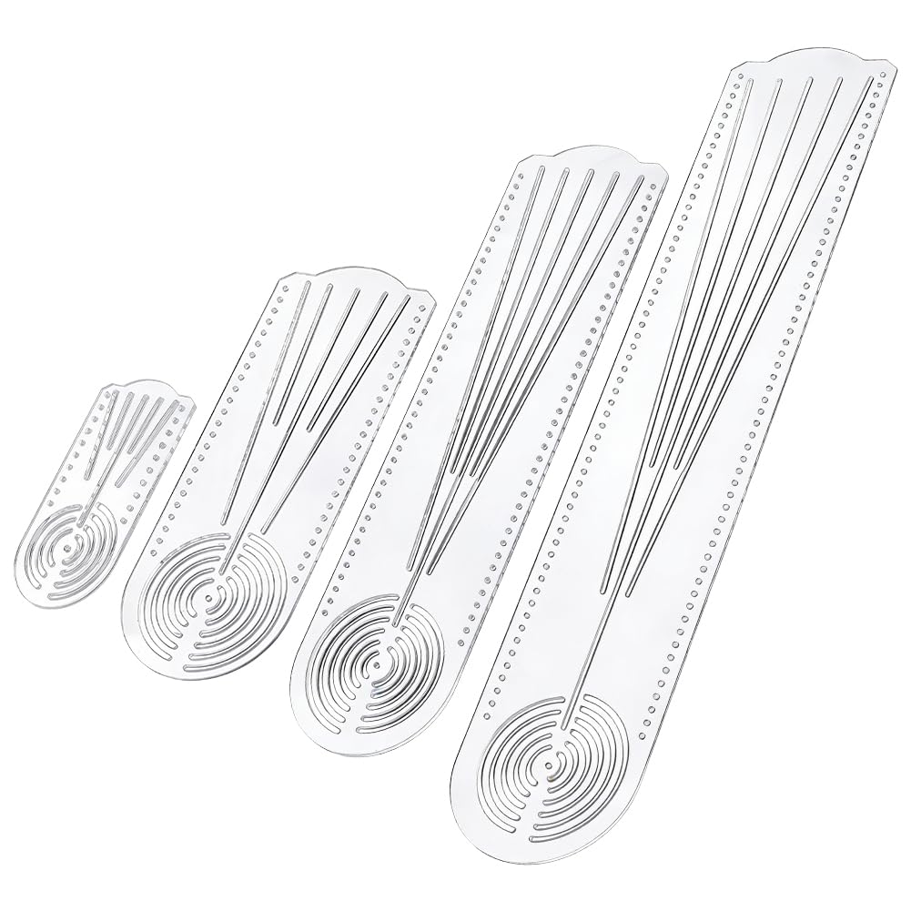 NBEADS 4 Pcs 4 Sizes Template Drawing Ruler Tool, Clear Acrylic Art Stencils with Protective Films Circle Maker for Dot Painting Rock Art Craft, 104-400x50-79x3mm, Hole: 2mm