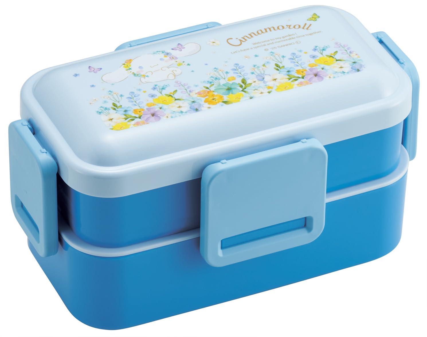 Skater PFLW4-A 2-Tier Lunch Box, 36.6 Cubic Inches (600 ml), Pastel Vibrant Watercolor Flower Pattern, Designed for Girls, Made in Japan, Sanrio Cinnamoroll
