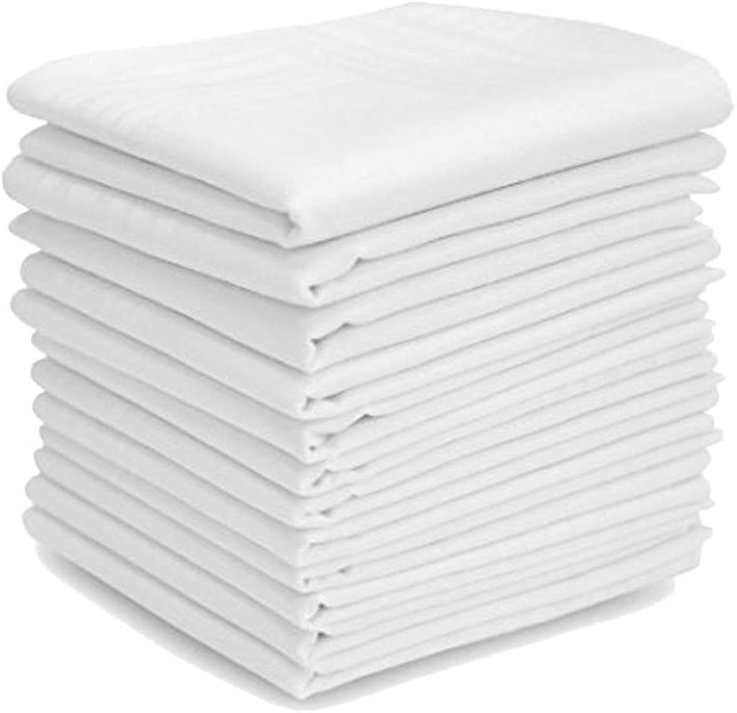Yuktha Men's White 10 Pcs 100% Cotton Handkerchief 16" X 16" (40Cmx40cm) Premium Handkerchiefs Pocket Square Hankies For And Wo, Classic Hankie For Grooms (, 16"X16")