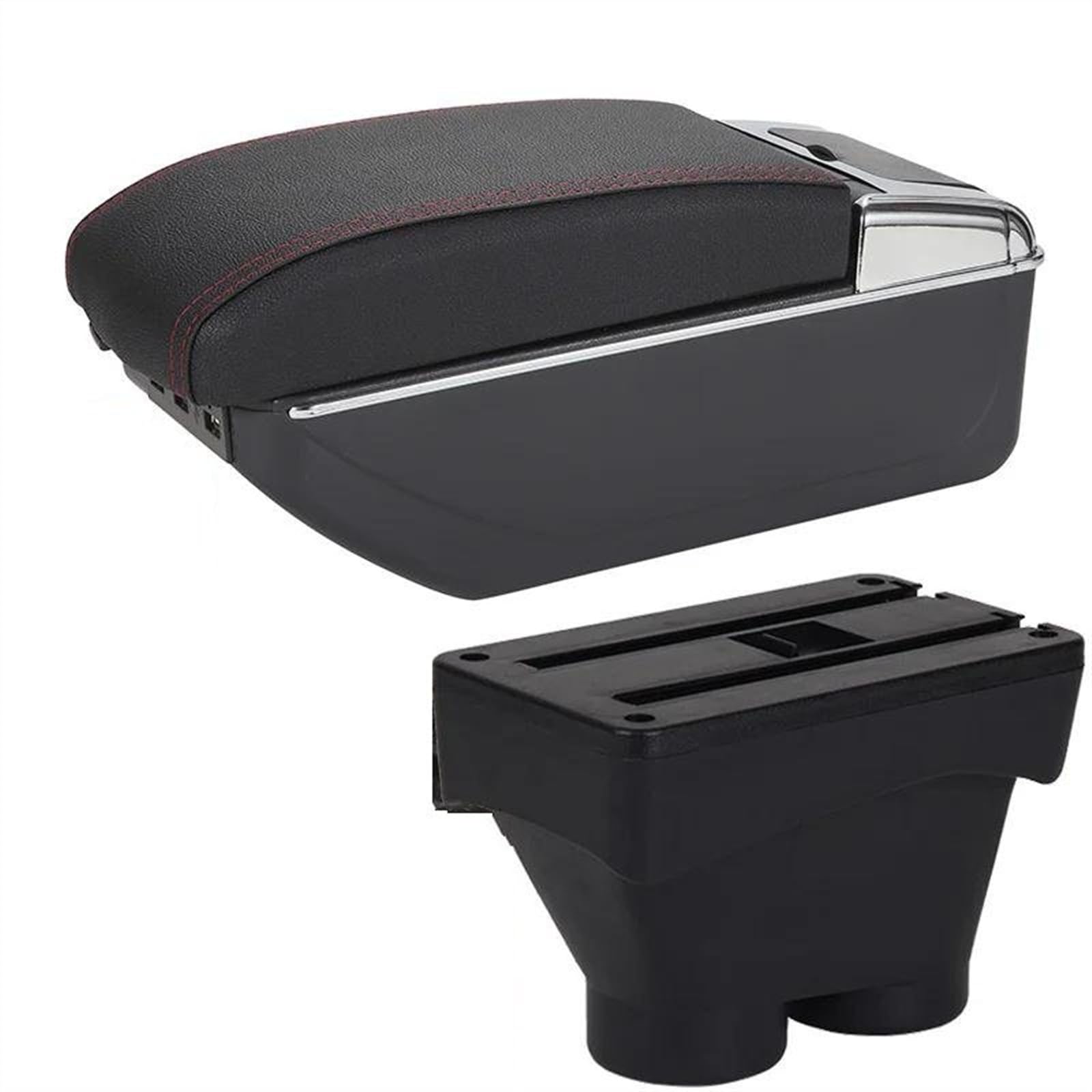 2012-2018 Car Armrest Box Accessories Retrofit Parts Interior Detail Large Space Ashtray For Peugeot 208(B1 Black red 7USB)