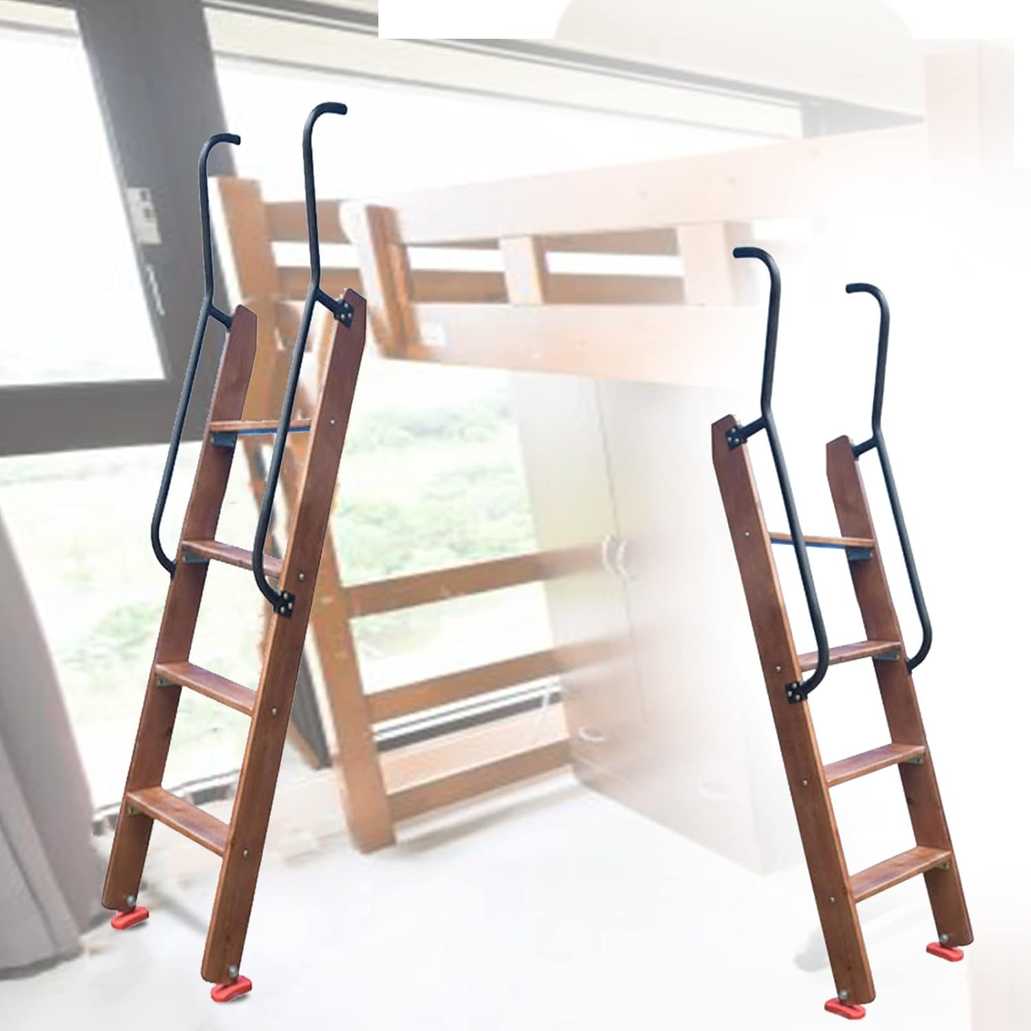 Wooden Bunk Bed Ladder Only with Handles, Heavy Duty Climb