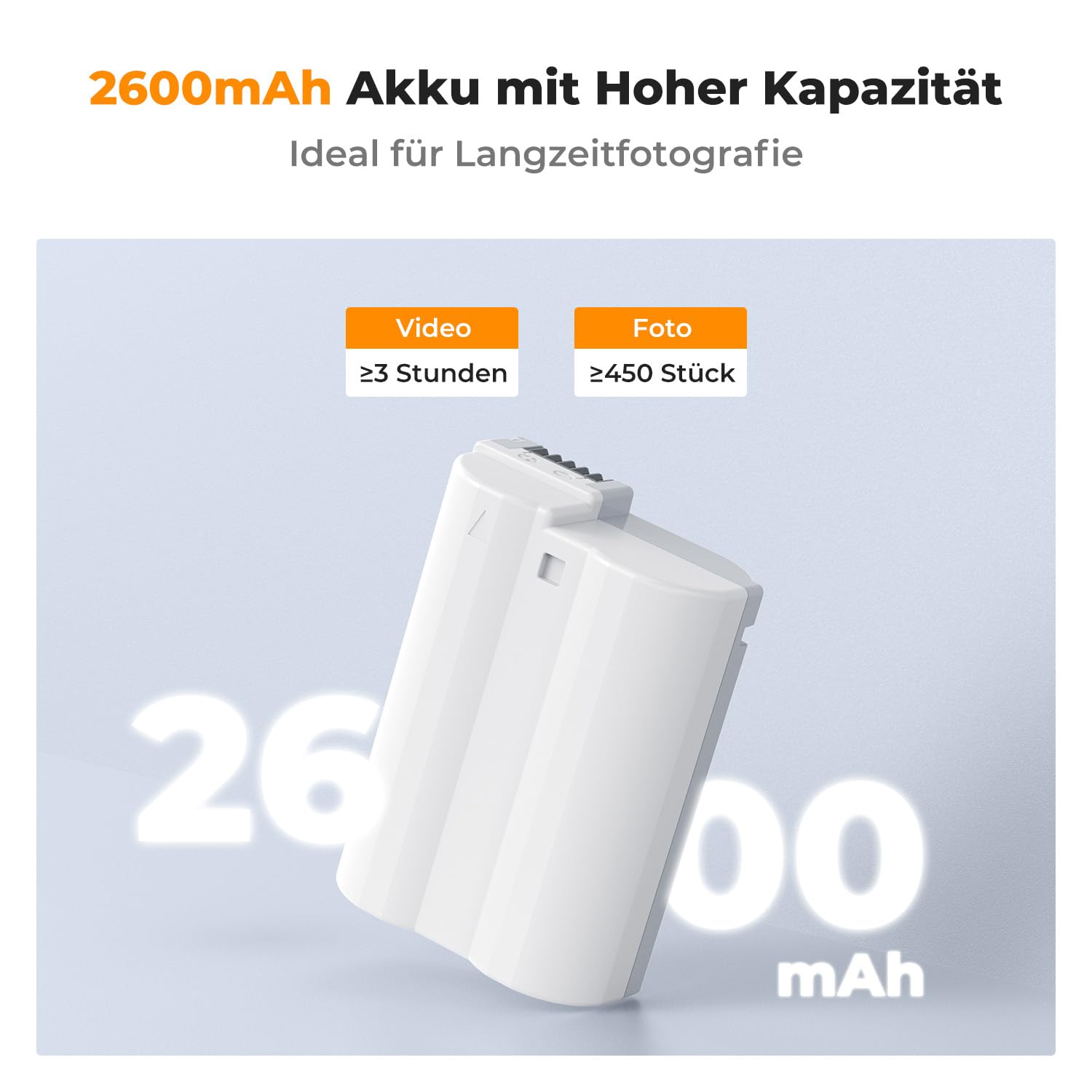 K&F CONCEPT EN-EL15C 2600mAh Kamera-Akku mit großer Kapazität und Typ C Direktladeschnittstelle für Nikon Z7 II, Z6 II, Z5, D850, D810, D810A, D780, D750, D610, D500, D7500