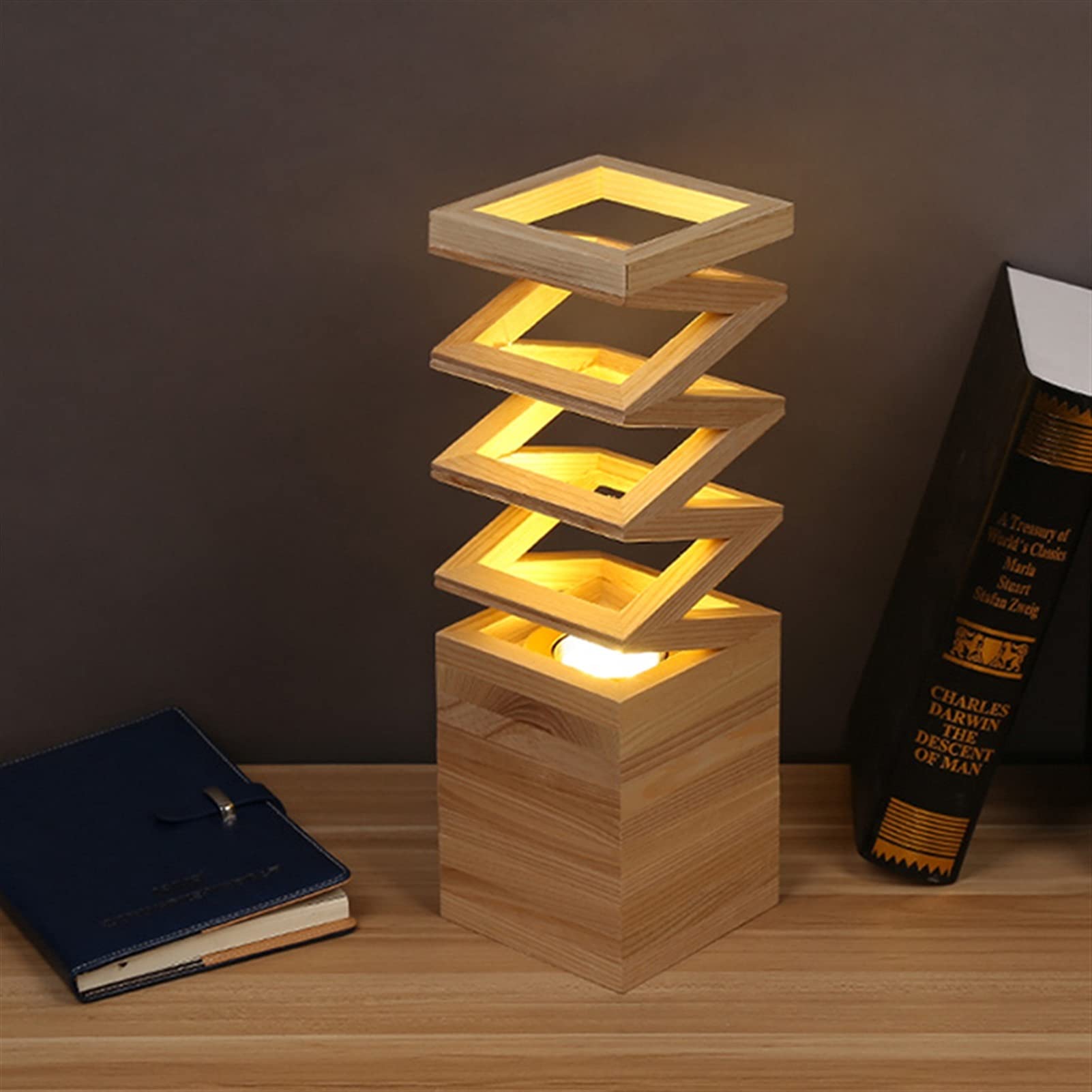 Lampes de bureau Lampes de table avec lampe en bois Chambre à coucher de chevet nuit LED Lampe de bureau avec bougie pour arrangement de fleurs Lampe de Bureau LED (Lampshade Color : EU Plug)