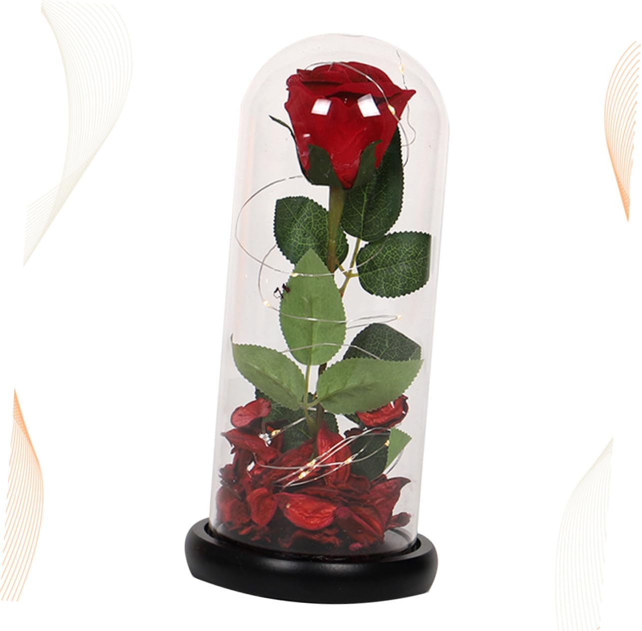 Glass Cover Led Rose Lantern Perfect Romantic Present for Girlfriend Decorative Home Ornament