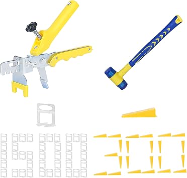 1/16 Inch Tile Leveling System Kit - 1500 Spacers & 300 Reusable Wedges with Floor Tiles Pliers - Professional Stone & Ceramic Tile Installation Tools 300+1500, 1/16