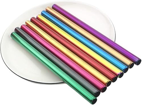 Miniatura 5 de Pajitas de metal de acero inoxidable de 8.5 pulgadas, reutilizables, juego de 3 popotes  Cepillo de limpieza de color ultra largo para 2030 onzas