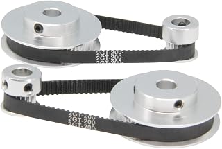Zeberoxyz GT2 Timing Pulley Set: 20T & 60T 8mm Bore Aluminum Pulleys + 200mm 6mm Belts (2PCS Each) for CNC Machines