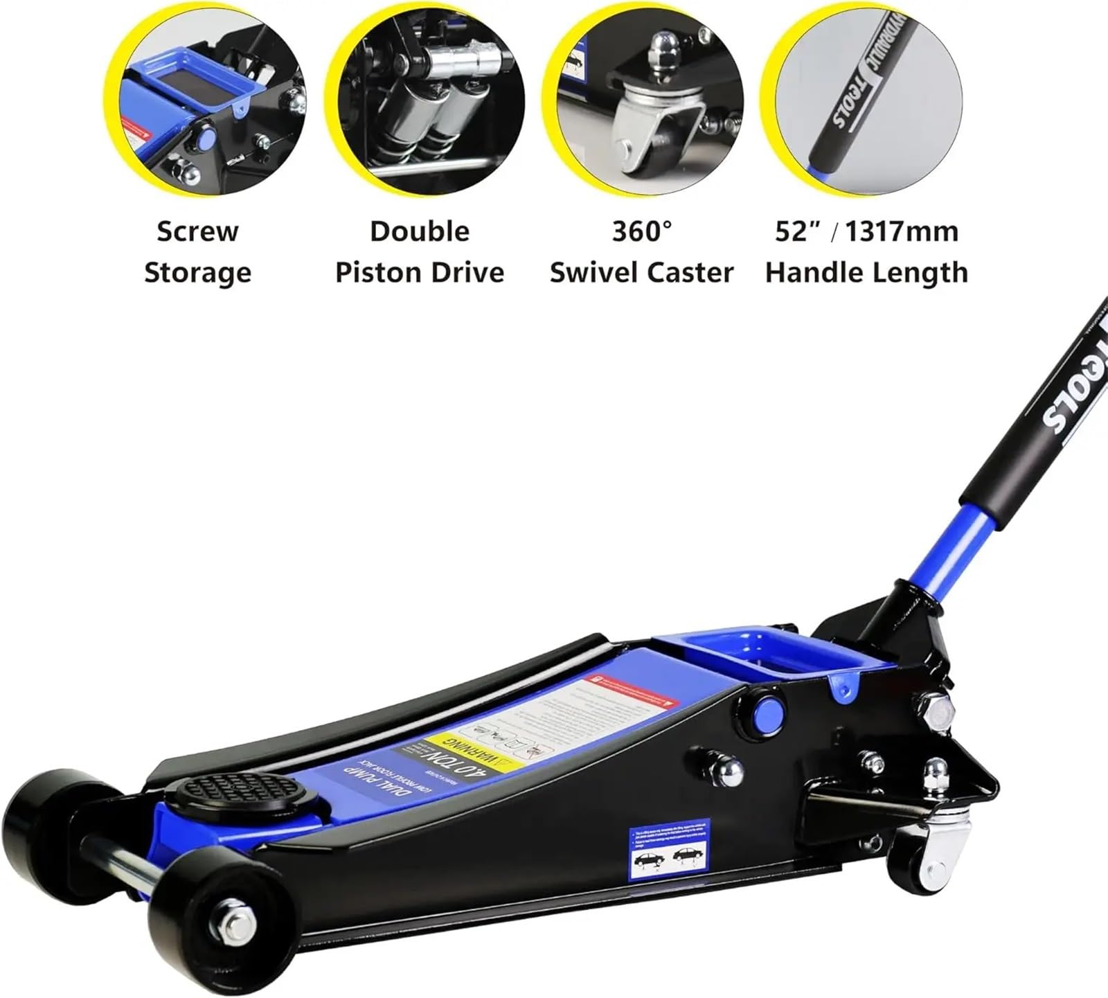 Podnośnik podłogowy 4 tonowy niskoprofilowy podnośnik podłogowy samochodowy podnośnik hydrauliczny z podwójnym tłokiem zakres podnoszenia 10 cm - 53 cm (czerwony)