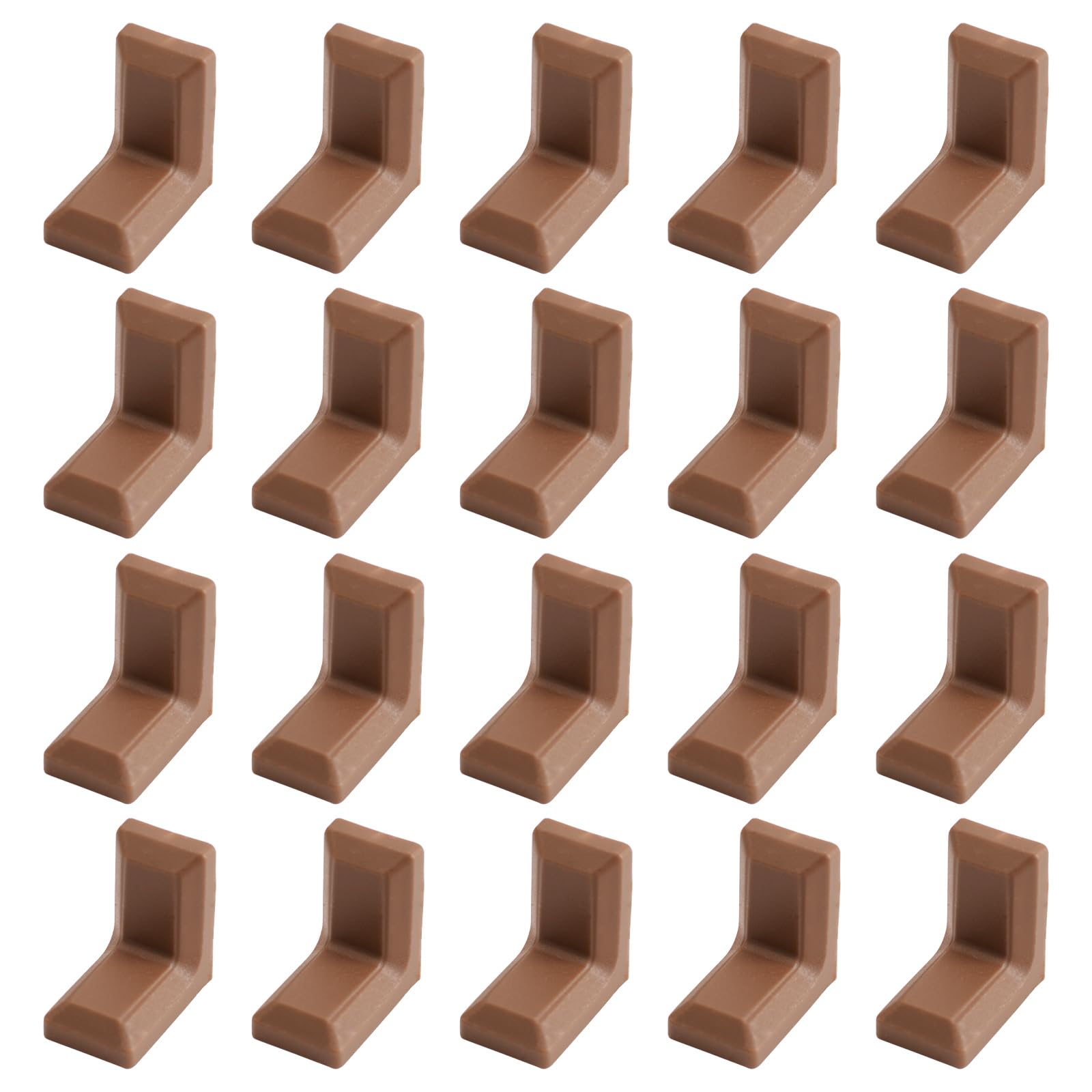 Morobor Brown Angle Bracket, 40Pcs L-Shaped Steel Galvanized Corner Brace With White Abs Plastic Cover For Cupboard Wardrobe Shelf (Brown)