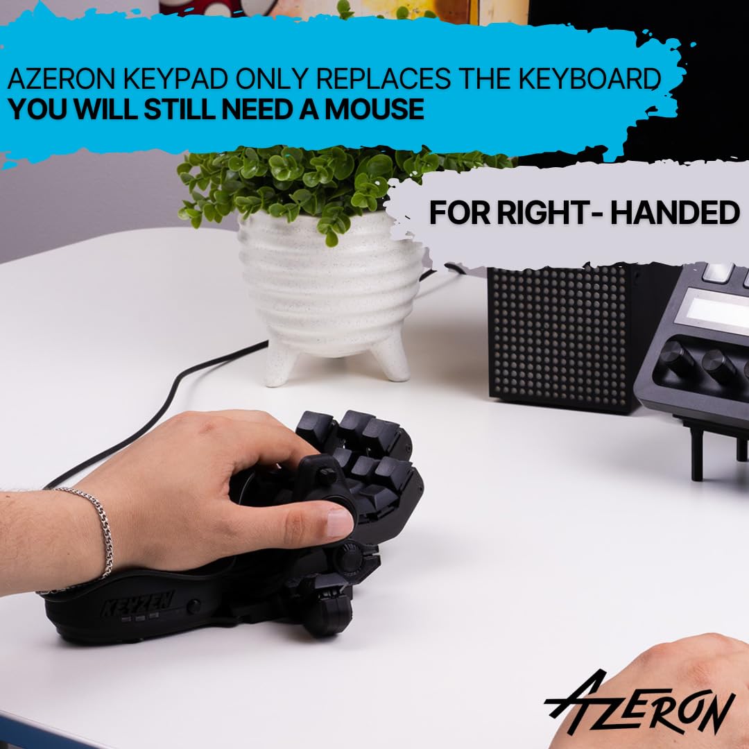AZERON Keyzen - Tastiera con 32 tasti completamente mappabili, joystick Elite effetto Hall a 360°, macro, design ergonomico regolabile, interruttori Cherry MX, rollover N-Key (Black Elite, Cherry MX