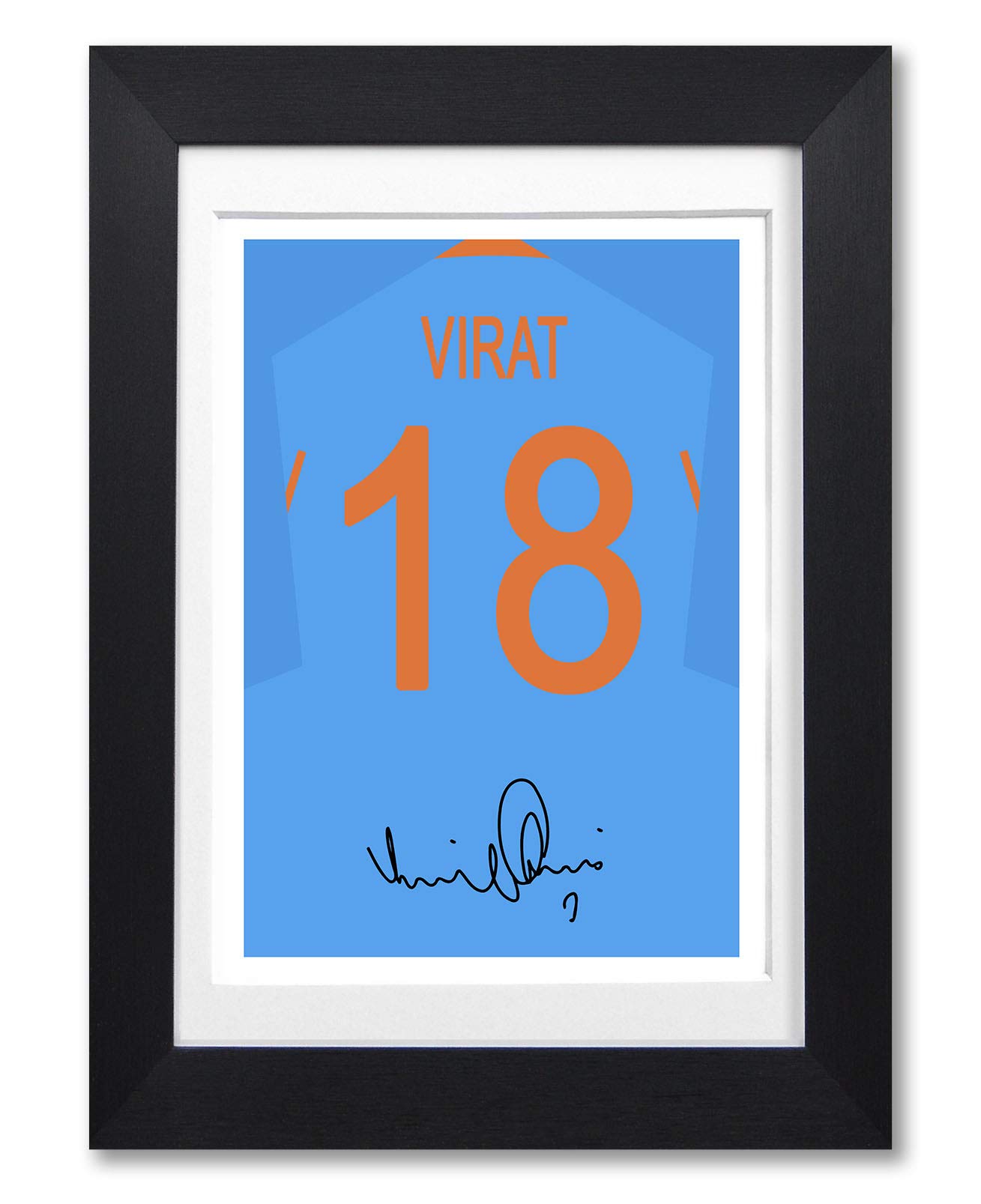 Mounted Gifts Black Virat Kohli India Cricket Signed A4 Poster Photo Print Autograph Signature Photograph Artwork Picture Gift Royal Challengers Bangalore Jersey Shirt Kit (Poster Only)