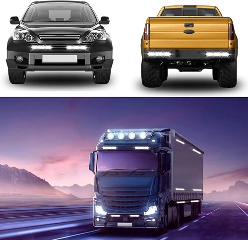 Miniatura 6 de 2 luces LED blancas de 12 luces LED LED de emergencia luz de advertencia de peligro intermitente barra de luz estroboscópica universal para