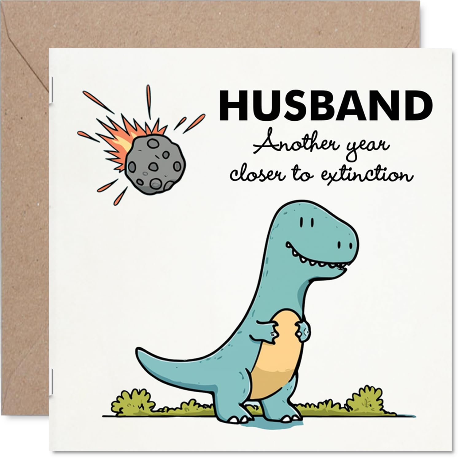 Funny Husband Birthday Card - Closer To Extinction - Cheeky Happy Birthday Card for Husband from Wife Partner, 145mm Joke Humour Bday Greeting Cards