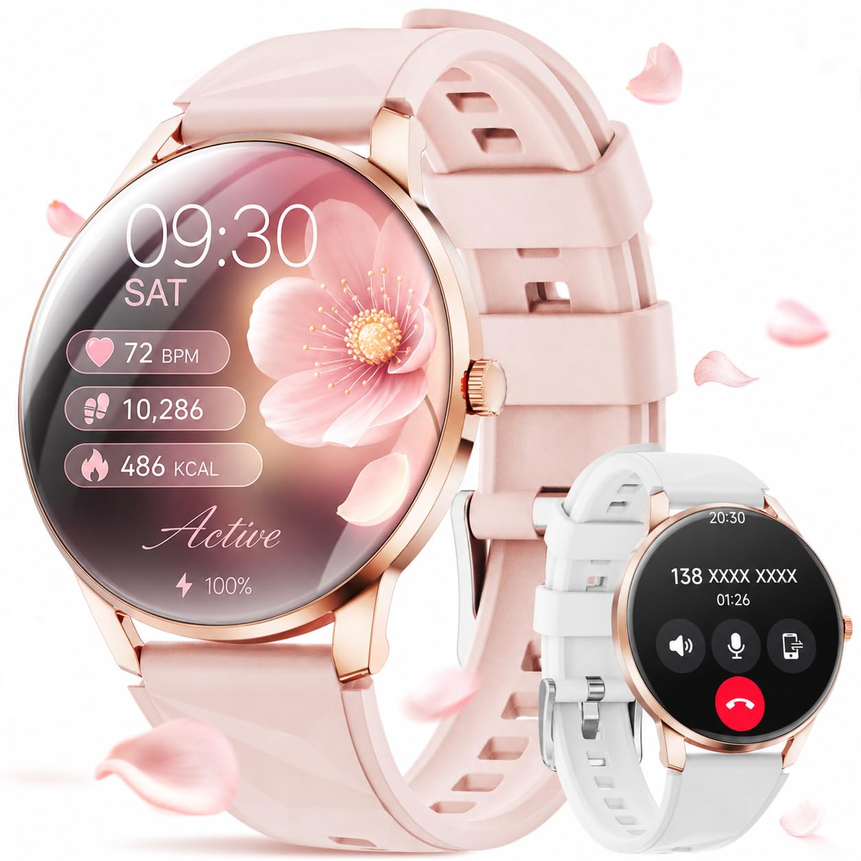 Montre Connectée Femme avec Appels Bluetooth, Smartwatch Femme 1,32"