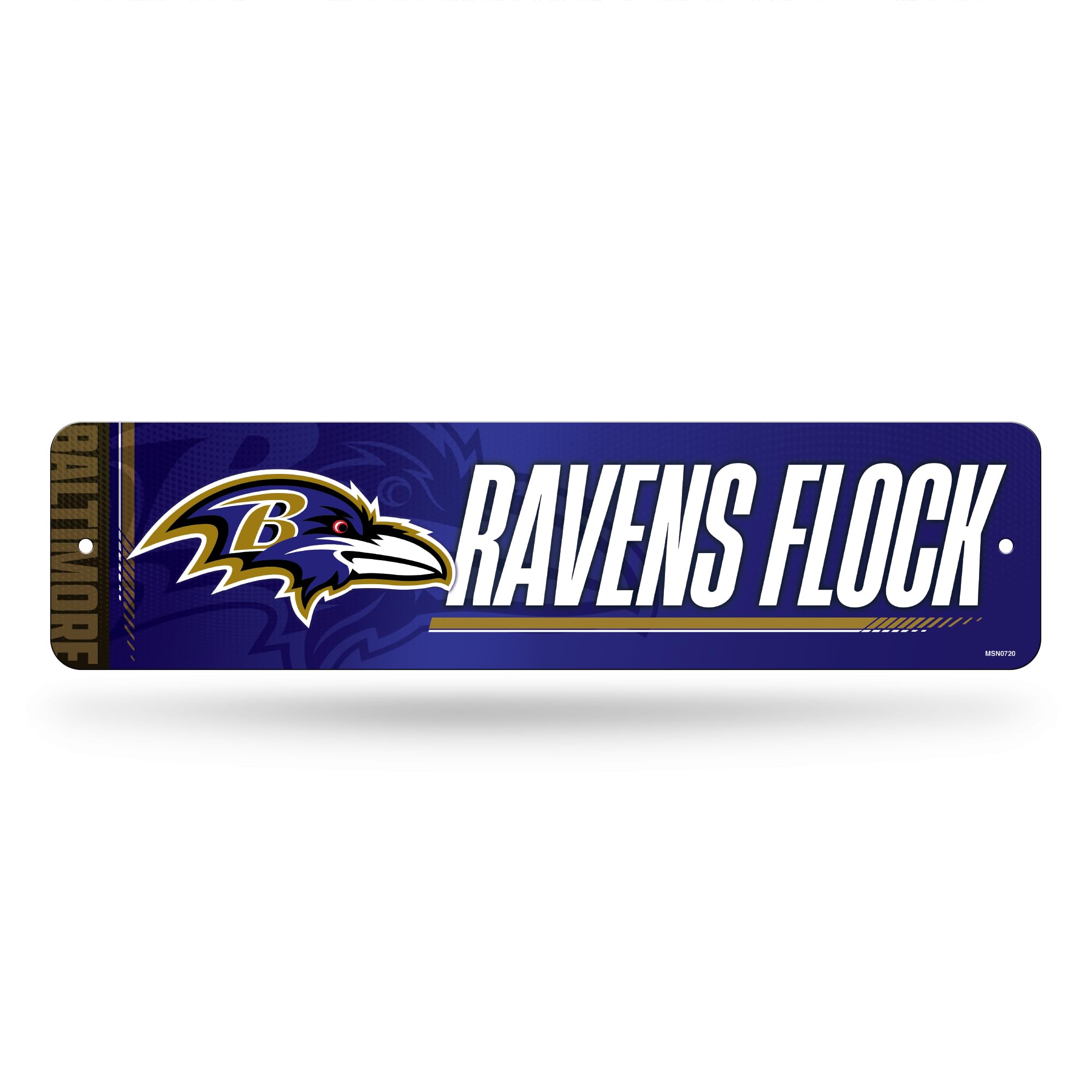 Rico Industries NFL Football Baltimore Ravens Metal Street Sign 4" x 15" Home Décor - Bedroom - Office - Man Cave
