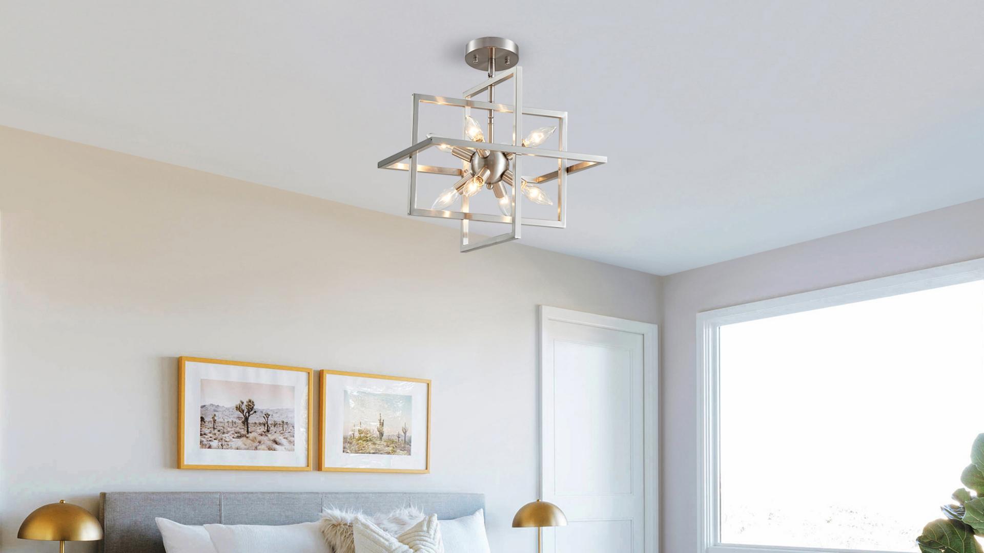 XINGQI Modern Geometric Pendant Lighting 8-Light Black and Gold