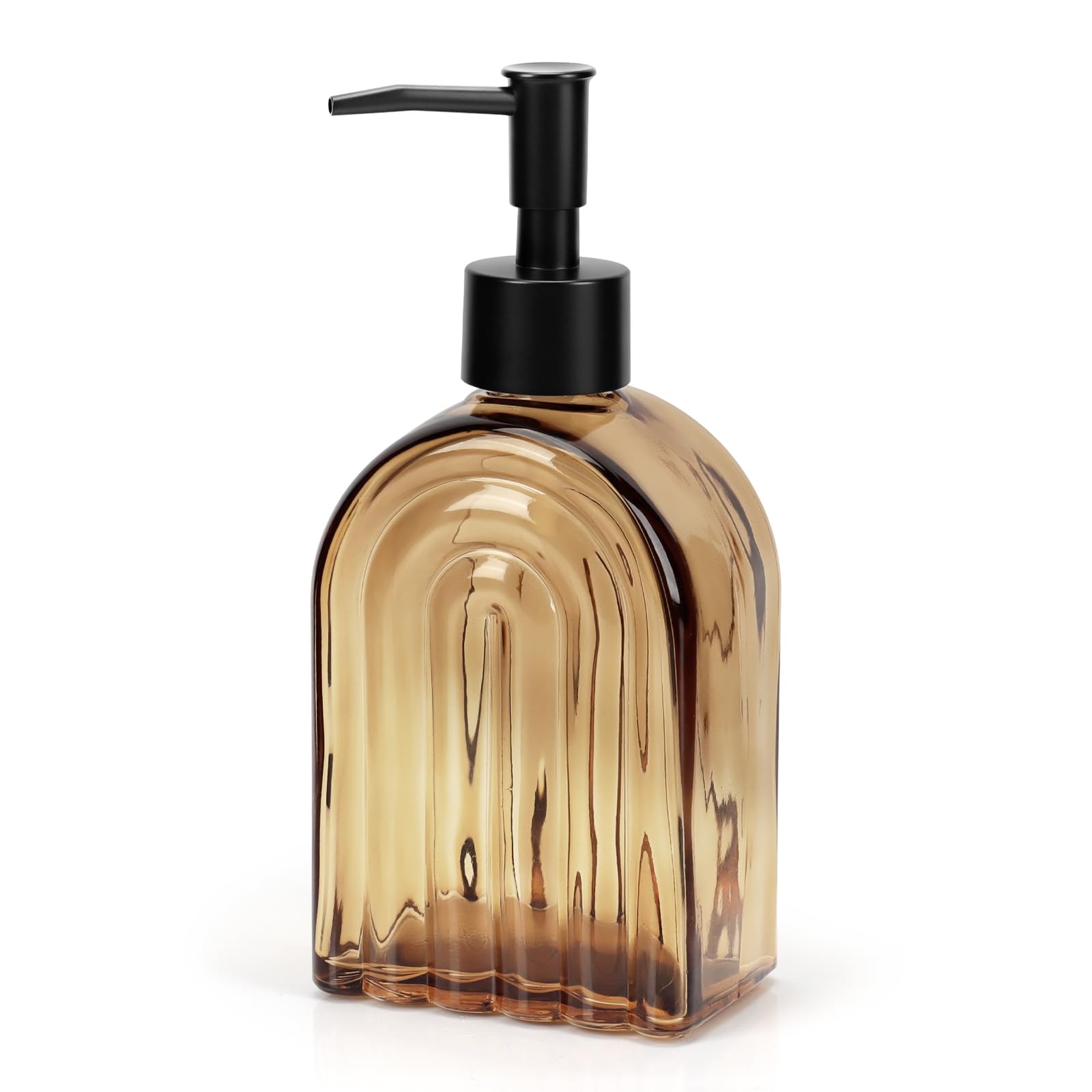 YCWF Elegant Amber Glass Soap Dispenser with Black Pump — image 1